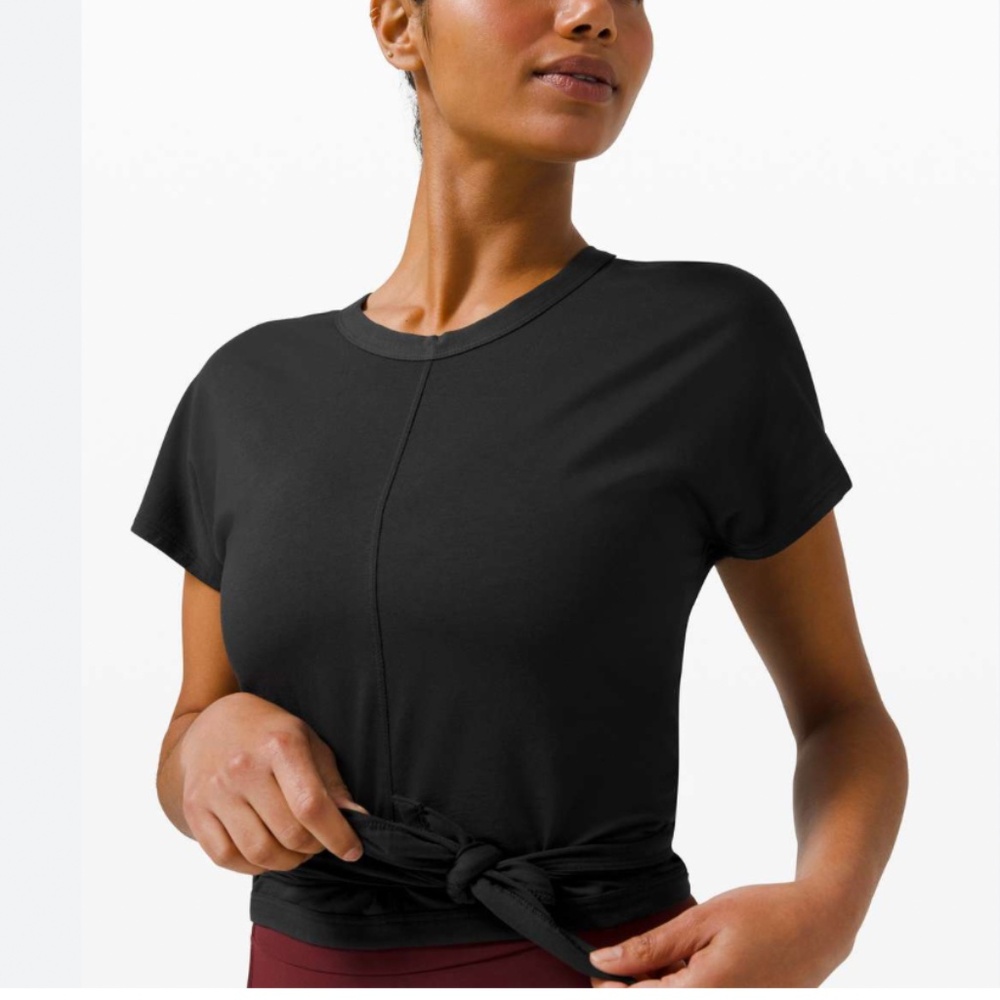 lululemon black tie tee, size 10, perfect condition